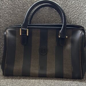 Fendi Black and Brown Striped Handbag